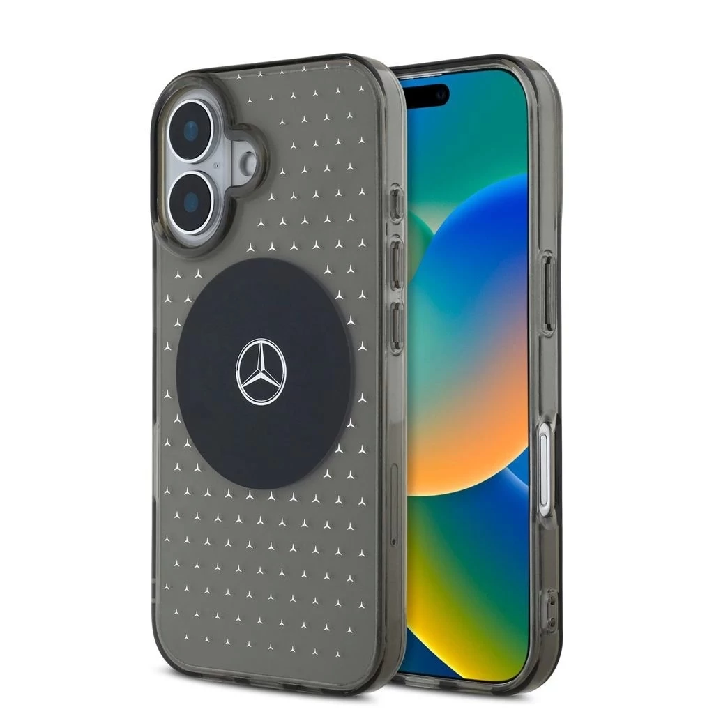 Mercedes PC/TPU Star Pattern MagSafe tok iPhone 16 készülékhez fekete