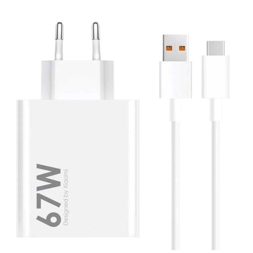 Xiaomi MDY-14-EW USB-A 67W utazó töltő + USB-C 6A adatkábel fehér - csomagolás nélküli gyári