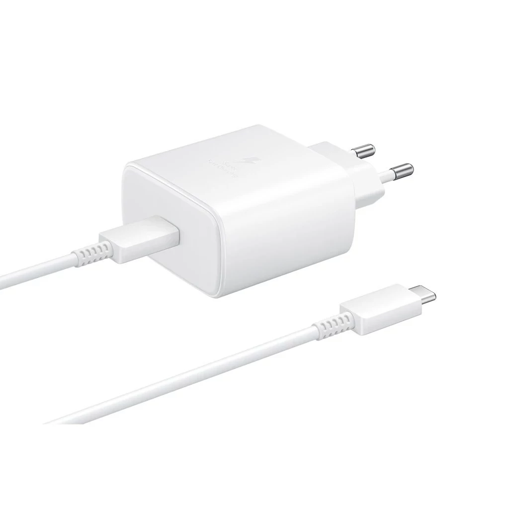 EP-TA845EWE + EP-DW767JWE Samsung 45W utazótöltő + USB-C/USB-C adatkábel fehér - csomagolás nélküli gyártói