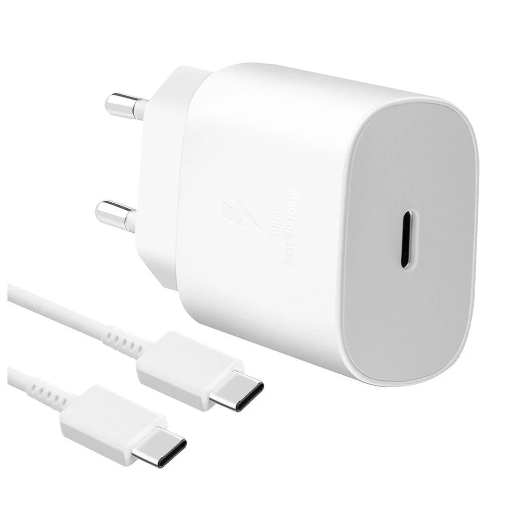 EP-TA800EWE + EP-DG980BWE Samsung 25W utazási töltő + USB-C/USB-C adatkábel fehér - csomagolás nélküli gyártói