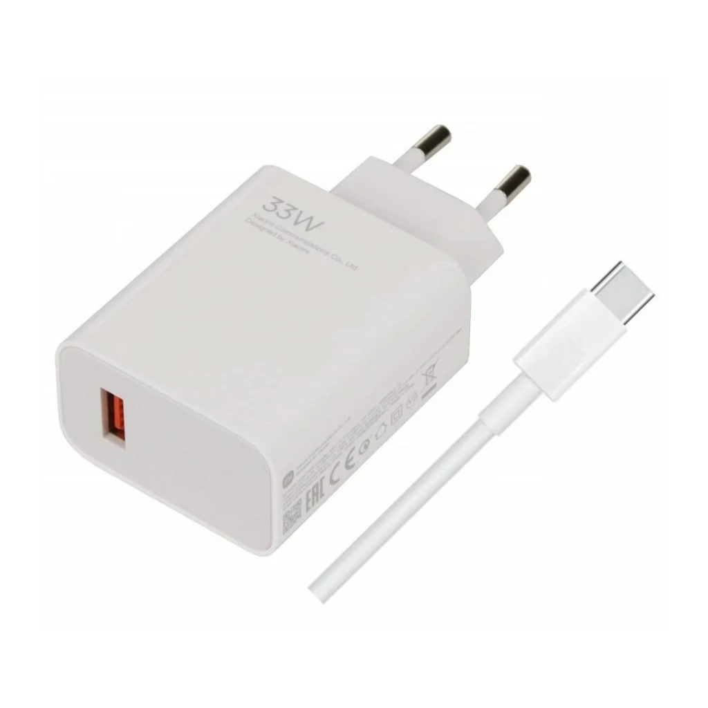 Xiaomi MDY-16-EF USB-A 33W utazási töltő + kábel USB-C fehér (Bulk)