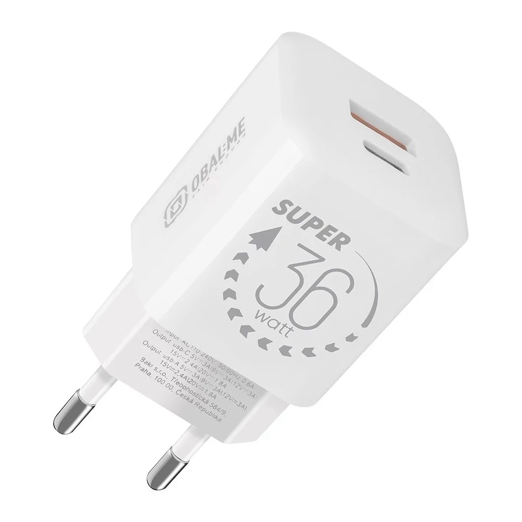 OBAL:ME GaN fali töltő USB-A + USB-C 36W fehér