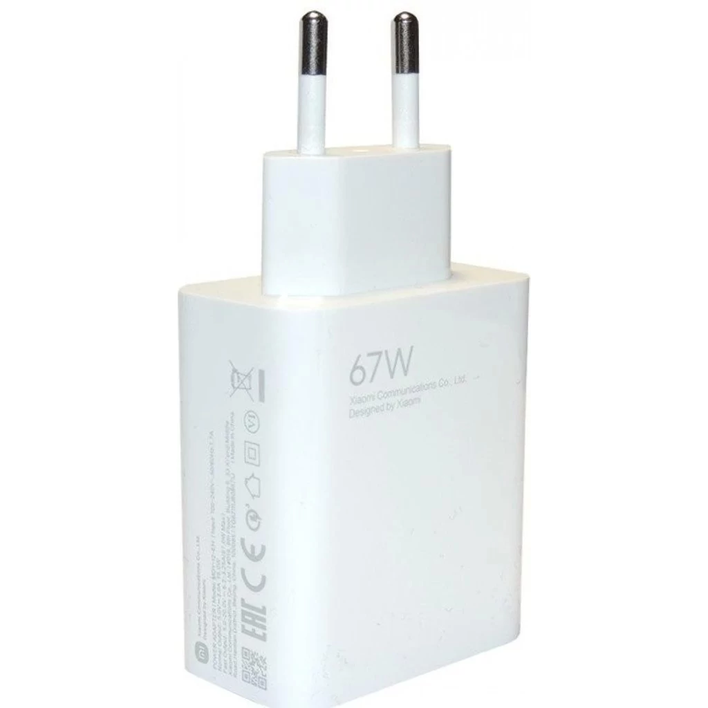 Xiaomi MDY-12-EH USB-A 67W utazási töltő fehér + USB-C 6A adatkábel fehér - csomagolás nélküli gyári