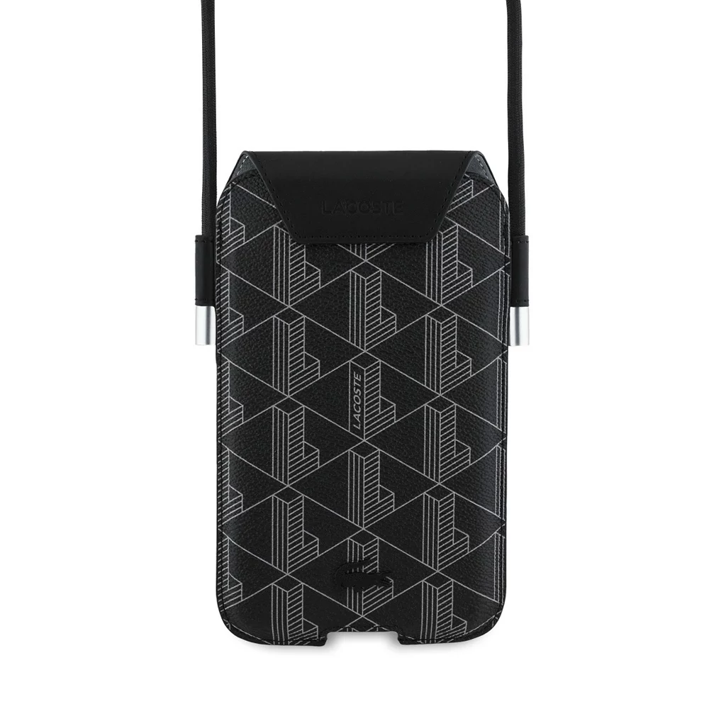 Lacoste PVC Blend Monogram telefon táska XL fekete