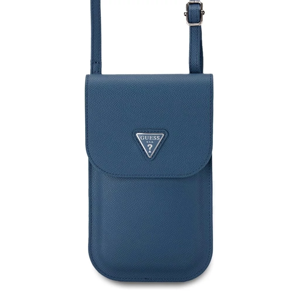 Guess PU Grained Triangle Logo telefon táska kék