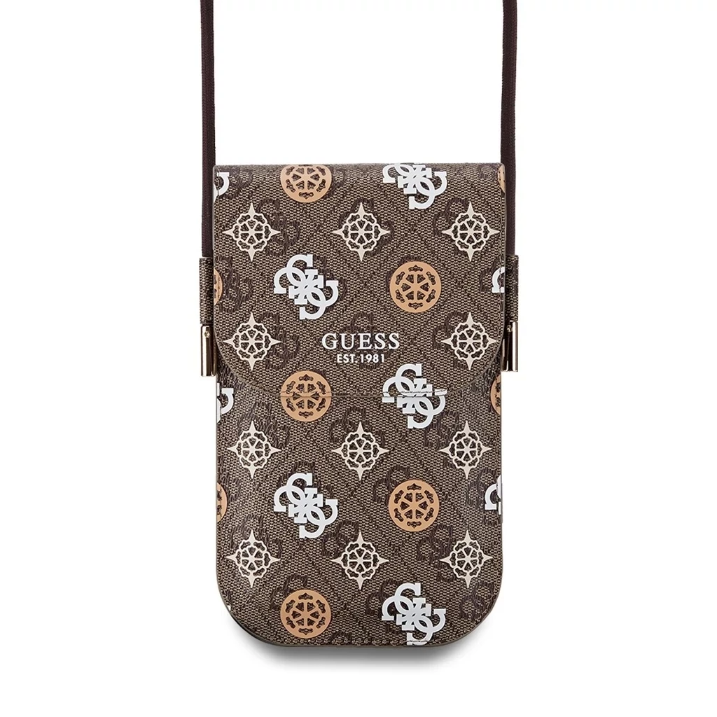 Guess PU 4G Peony Multicolor Telefon Táska Barna