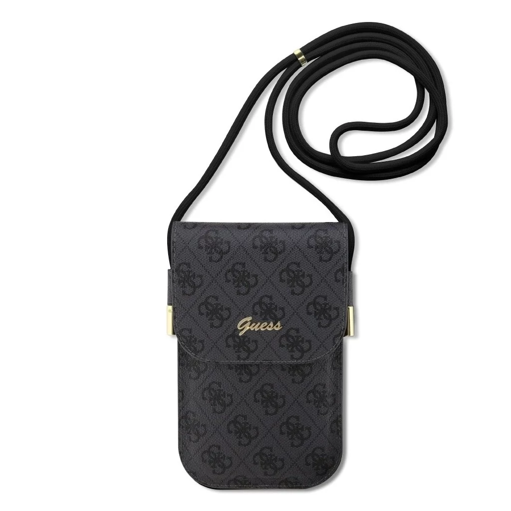 Guess PU 4G Metal Logo Script telefon táska fekete