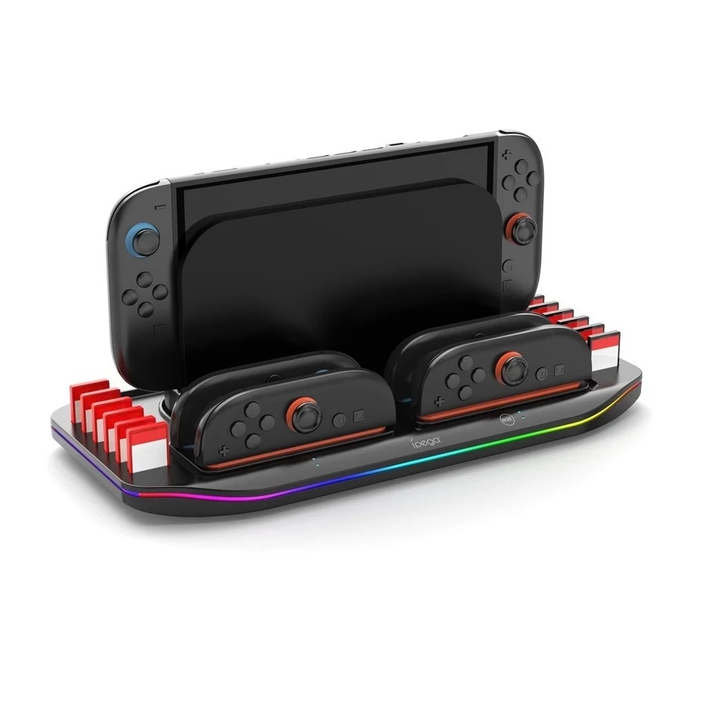 iPega SW2210 Multifunkciós Töltő RGB Állvány Nintendo Switch 2 készülékhez fekete (Sérült csomagolás)