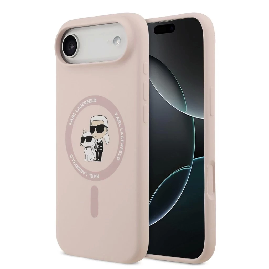 Karl Lagerfeld Liquid Silicone Karl and Choupette MagSafe tok iPhone 17 Air készülékhez rózsaszín