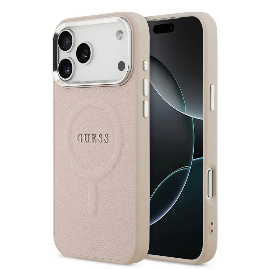 Guess PU Saffiano MagSafe tok iPhone 17 Pro Max készülékhez rózsaszín
