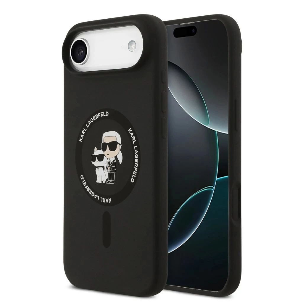 Karl Lagerfeld Liquid Silicone Karl and Choupette MagSafe tok iPhone Air készülékhez fekete