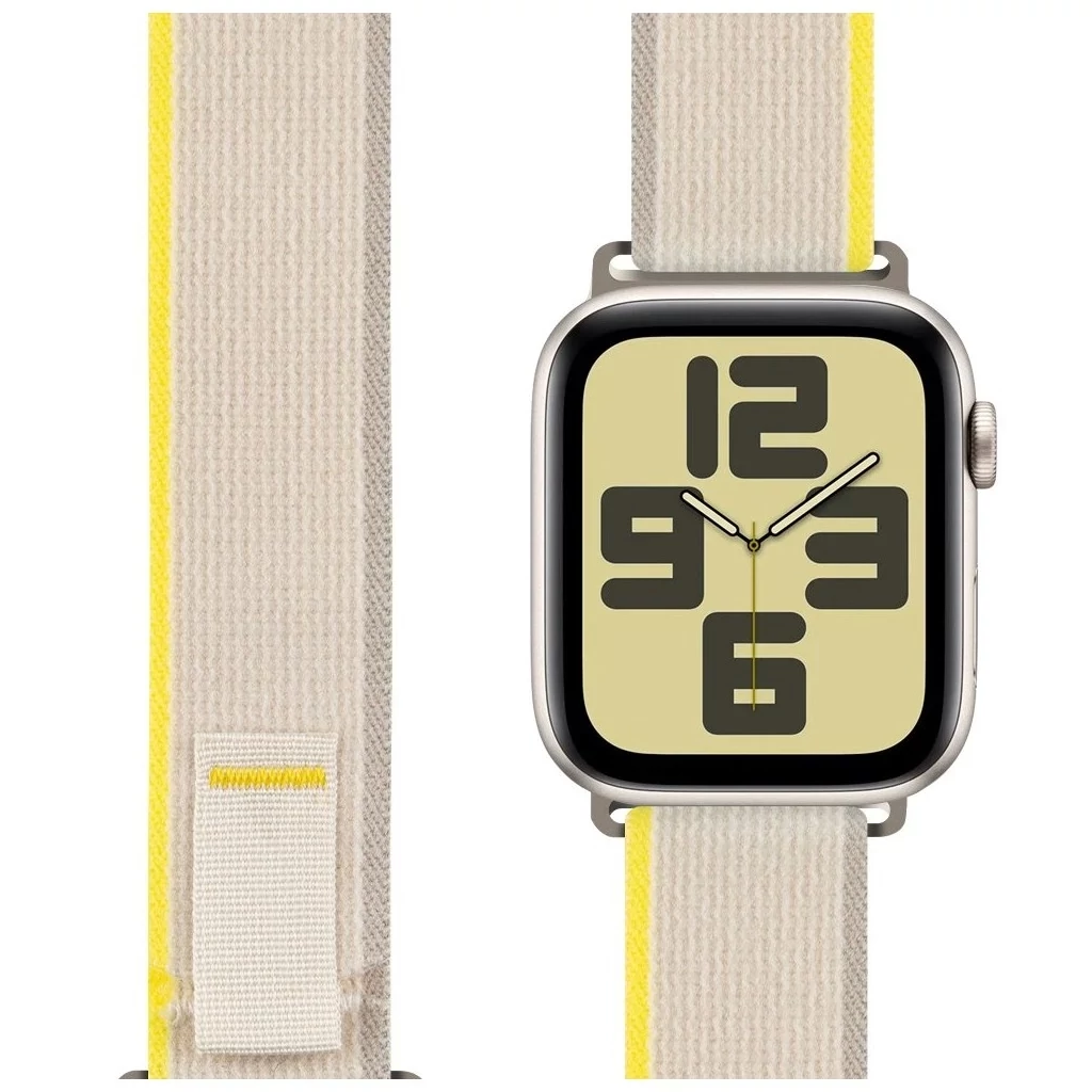 OBAL:ME textil szíj Apple Watch 42-49mm M-L készülékhez bézs/sárga