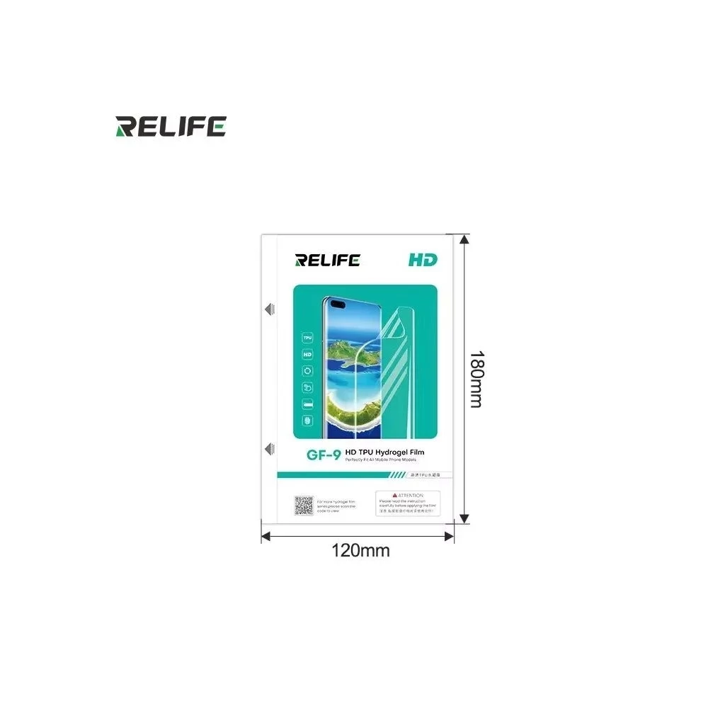 RELIFE GF-9 HD TPU Hydrogel fólia okostelefonokhoz, 50 db