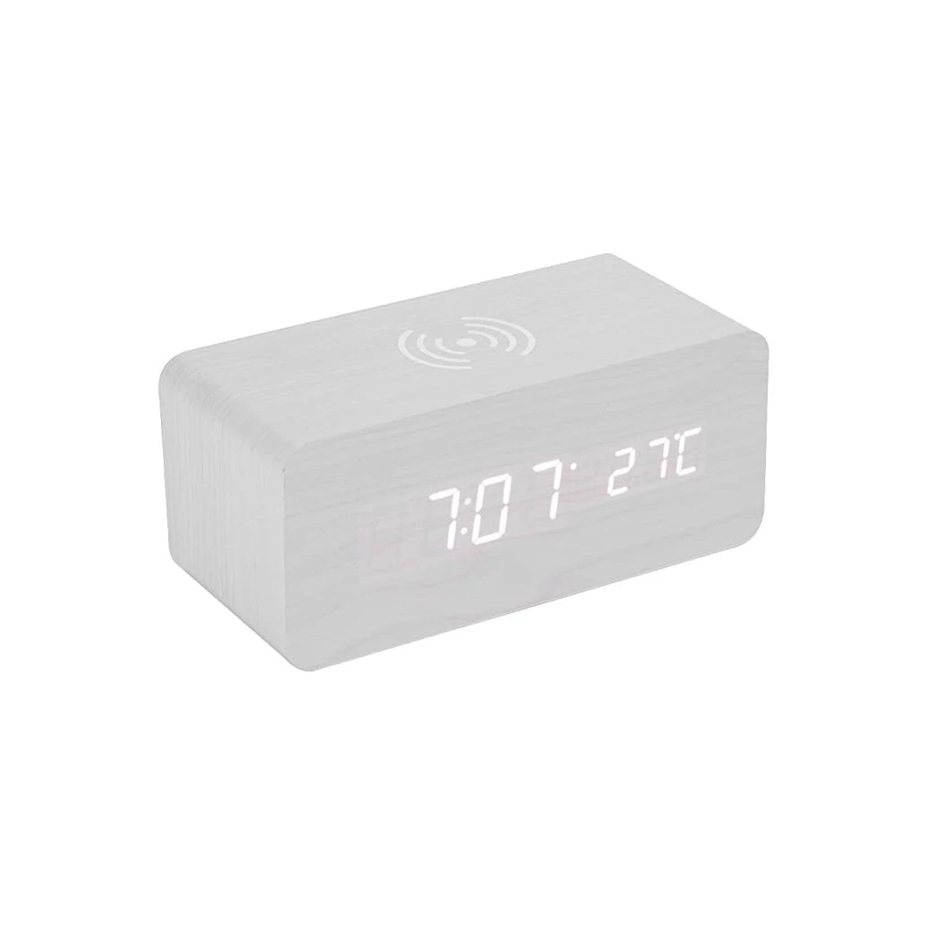 Xprotector XPRO™ Digitális ébresztőóra vezeték nélküli QI töltővel fehér 5W