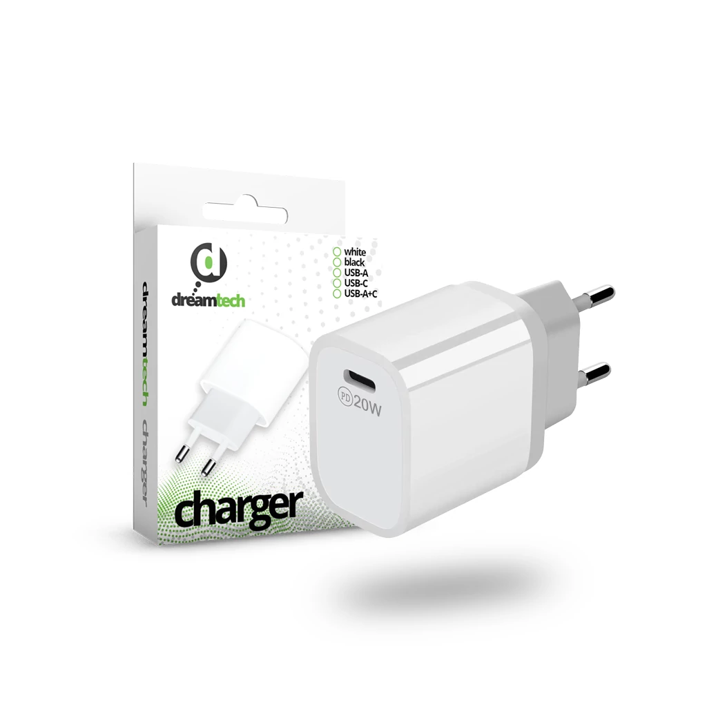 Dreamtech Charger White 20W (QC3.0) Type C hálózati gyors töltő adapter - fehér