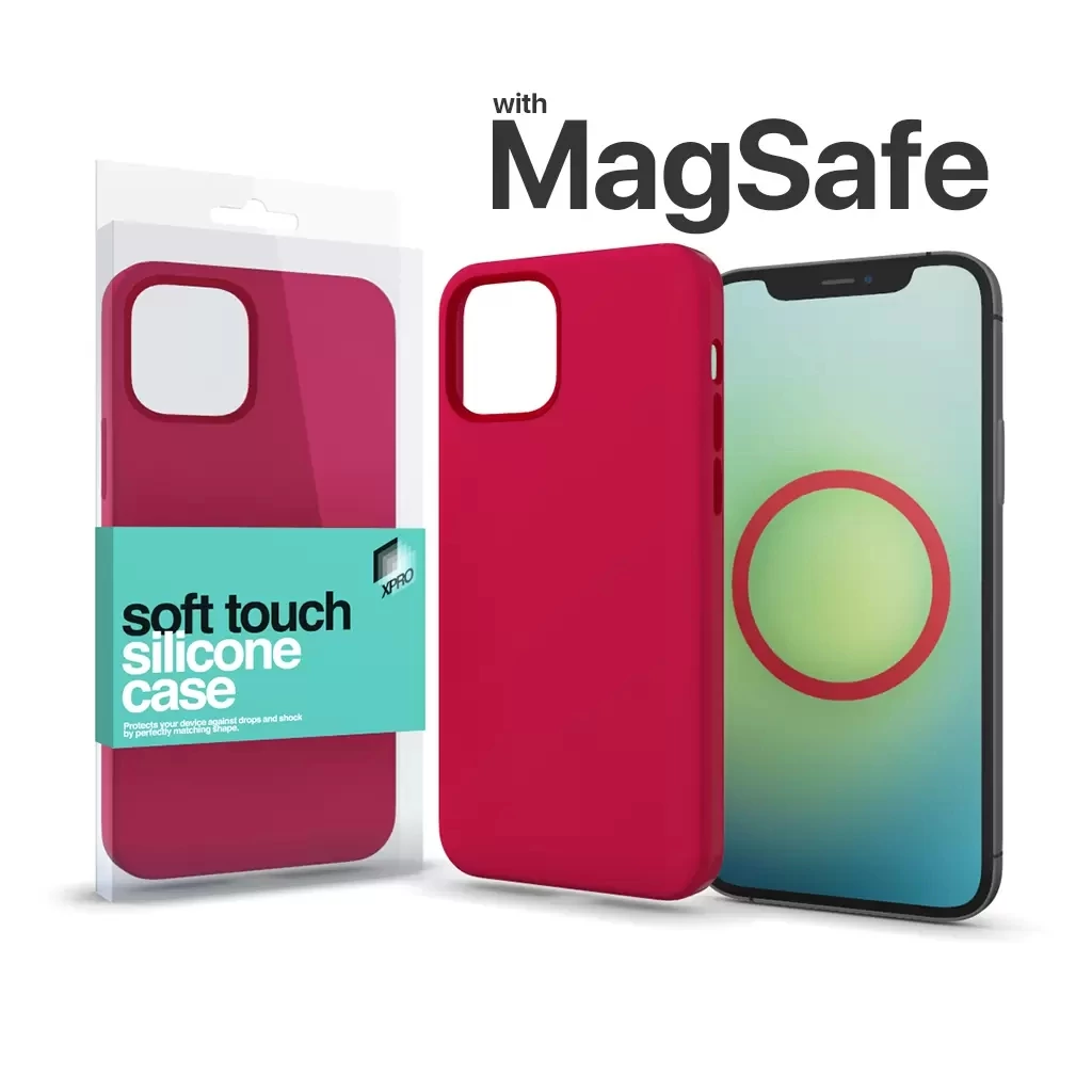Xprotector XPRO MagSafe rögzítésű Soft Touch Szilikon tok Apple Iphone 13 Mini készülékhez - piros