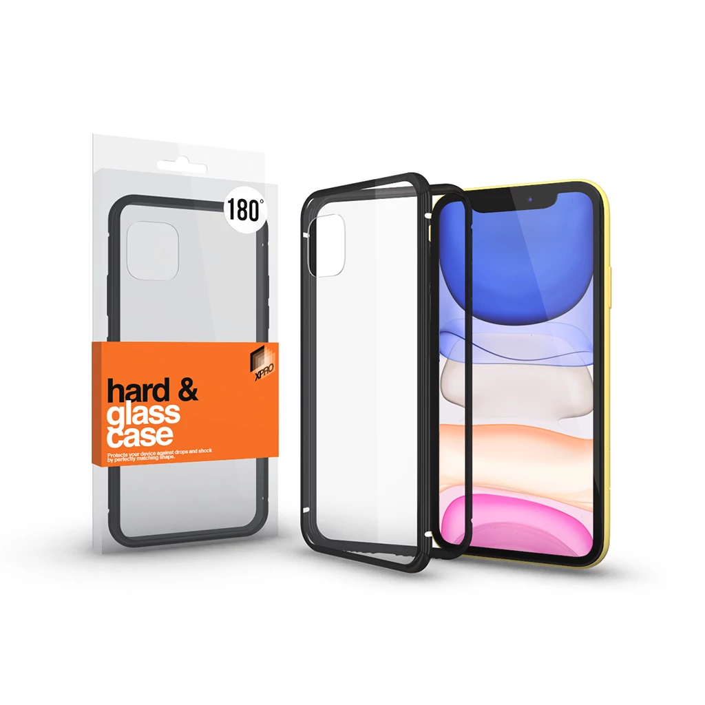 Xprotector Magnetic tok (180°) Átlátszó. Fekete kerettel Apple iPhone 11 készülékhez