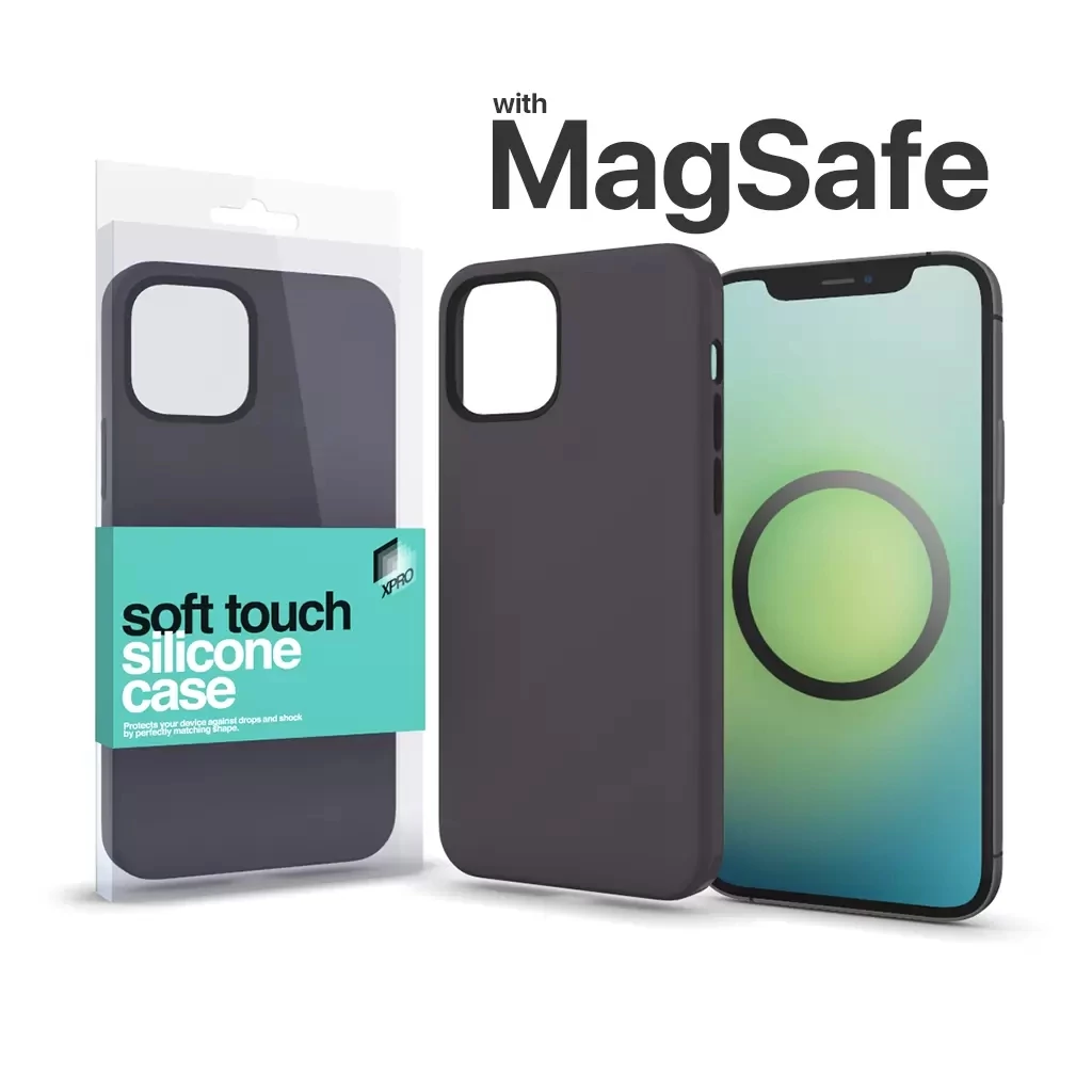 Xprotector XPRO™ MagSafe rögzítésű Soft Touch Szilikon tok Apple Iphone 14 Pro készülékhez - éjfekete