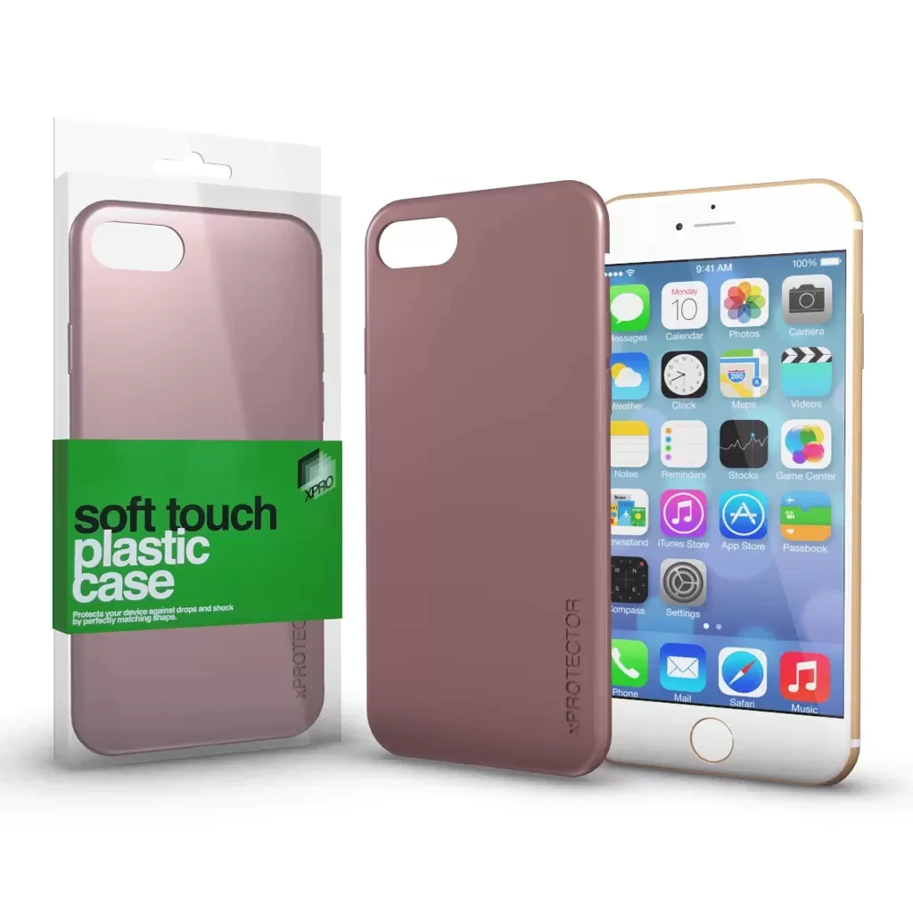 Xprotector Plasztik tok Soft-touch felülettel rozé arany Apple iPhone 7 Plus / 8 Plus készülékhez