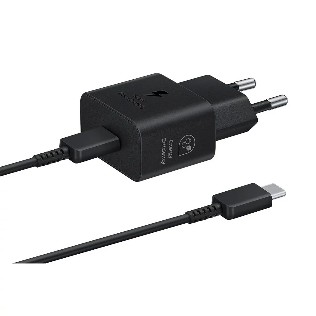 Samsung Töltő szett USB-C adapter QC Type-C kábellel 25W fekete (EP-T2510XBE)
