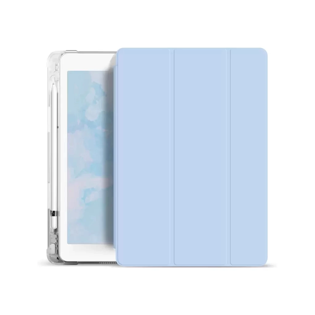 Xprotector XPRO™ Smart Book tok pencil tartóval és teljesen átlátszó szilikon hátlappal világoskék Apple Ipad 10,2