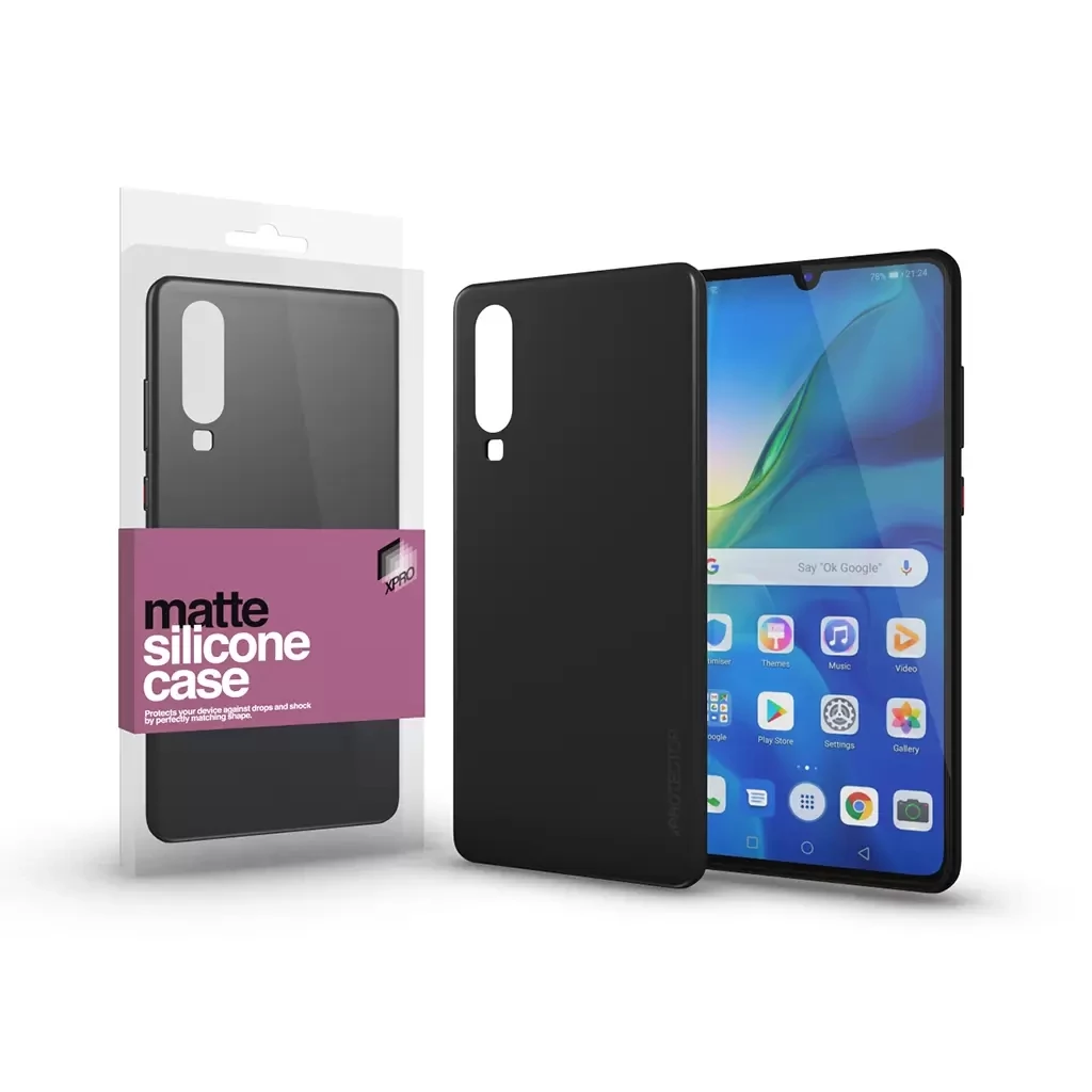 Xprotector XPRO™ Szilikon matte tok ultravékony fekete Huawei P30 készülékhez
