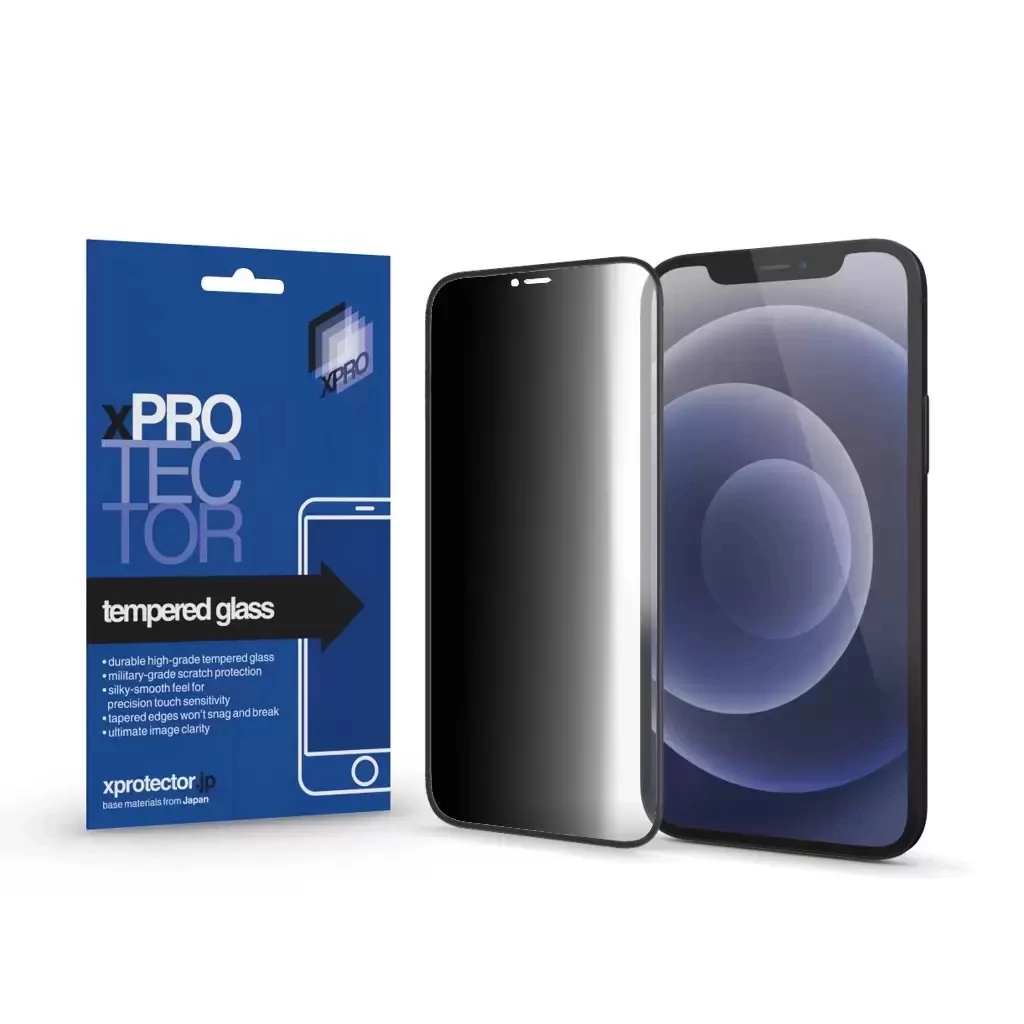 Xprotector XPRO™ Tempered Glass 0.33 Full 3D Black FG PRIVACY kijelzővédő üveg / üvegfólia Apple iPhone 13 / 13 Pro / 14 / 16e készülékhez