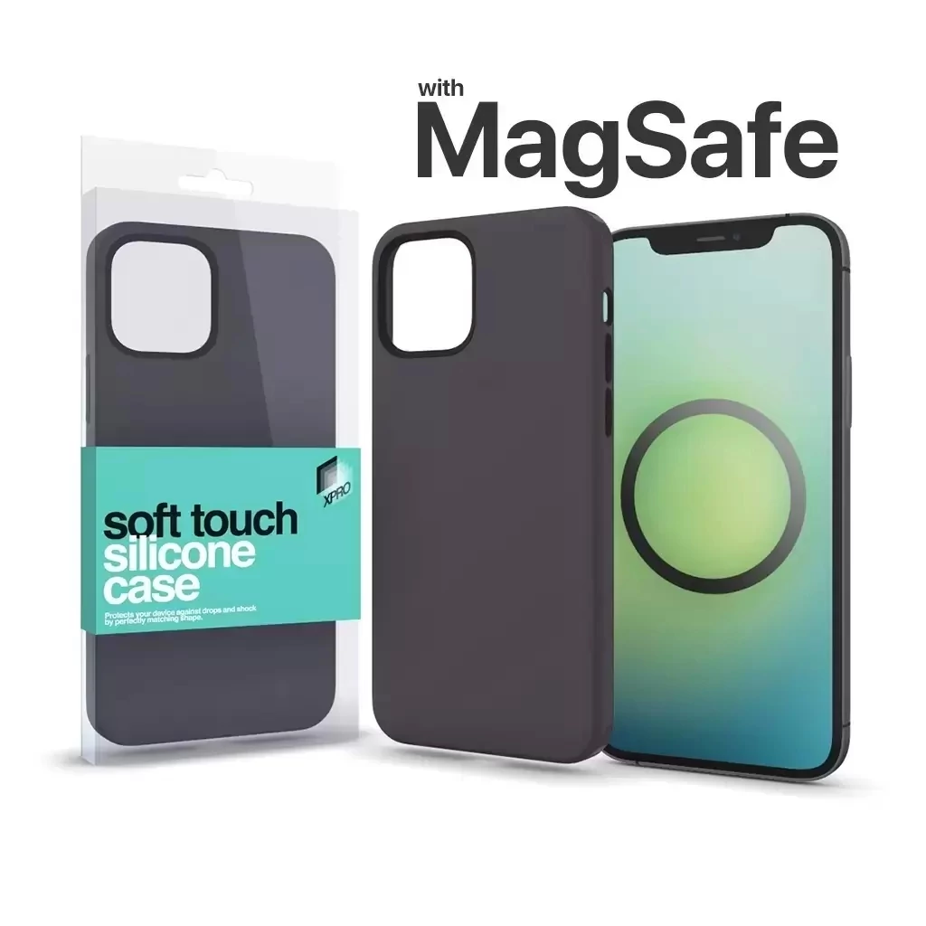Xprotector XPRO™ MagSafe rögzítésű Soft Touch Szilikon tok Apple Iphone 15 Pro készülékhez - éjfekete 