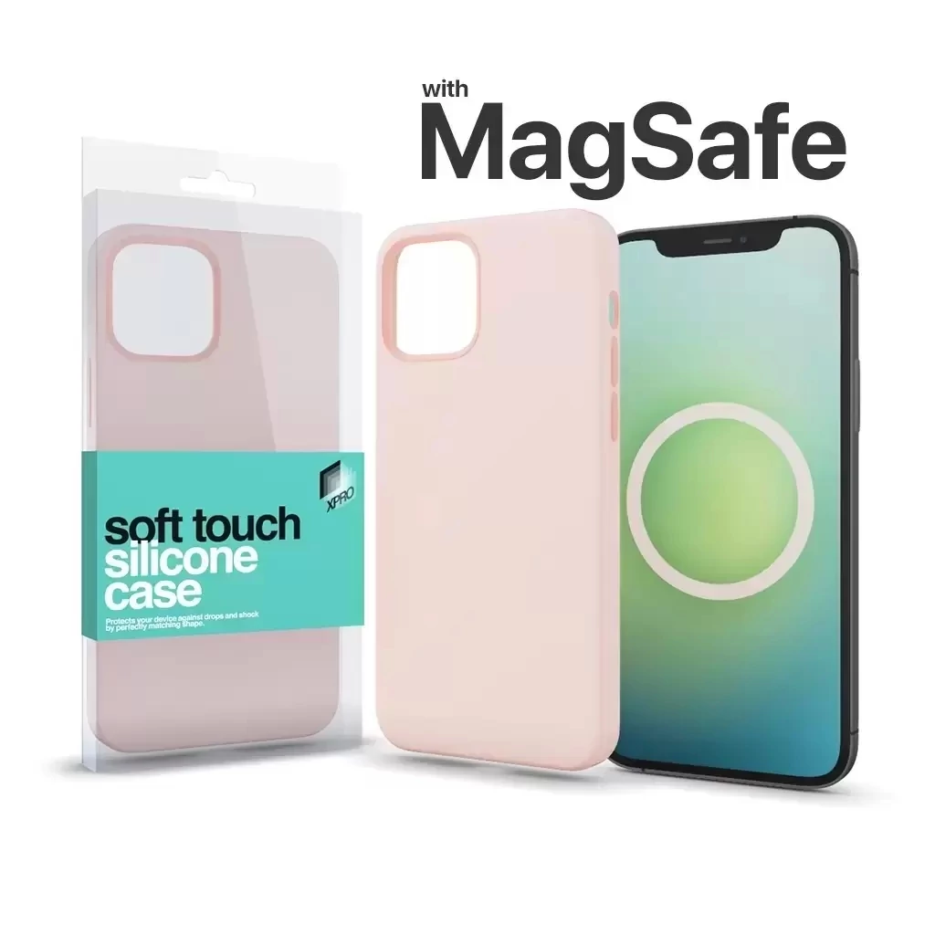 Xprotector XPRO™ MagSafe rögzítésű Soft Touch Szilikon tok Apple Iphone 15 Pro készülékhez - krétarózsaszín