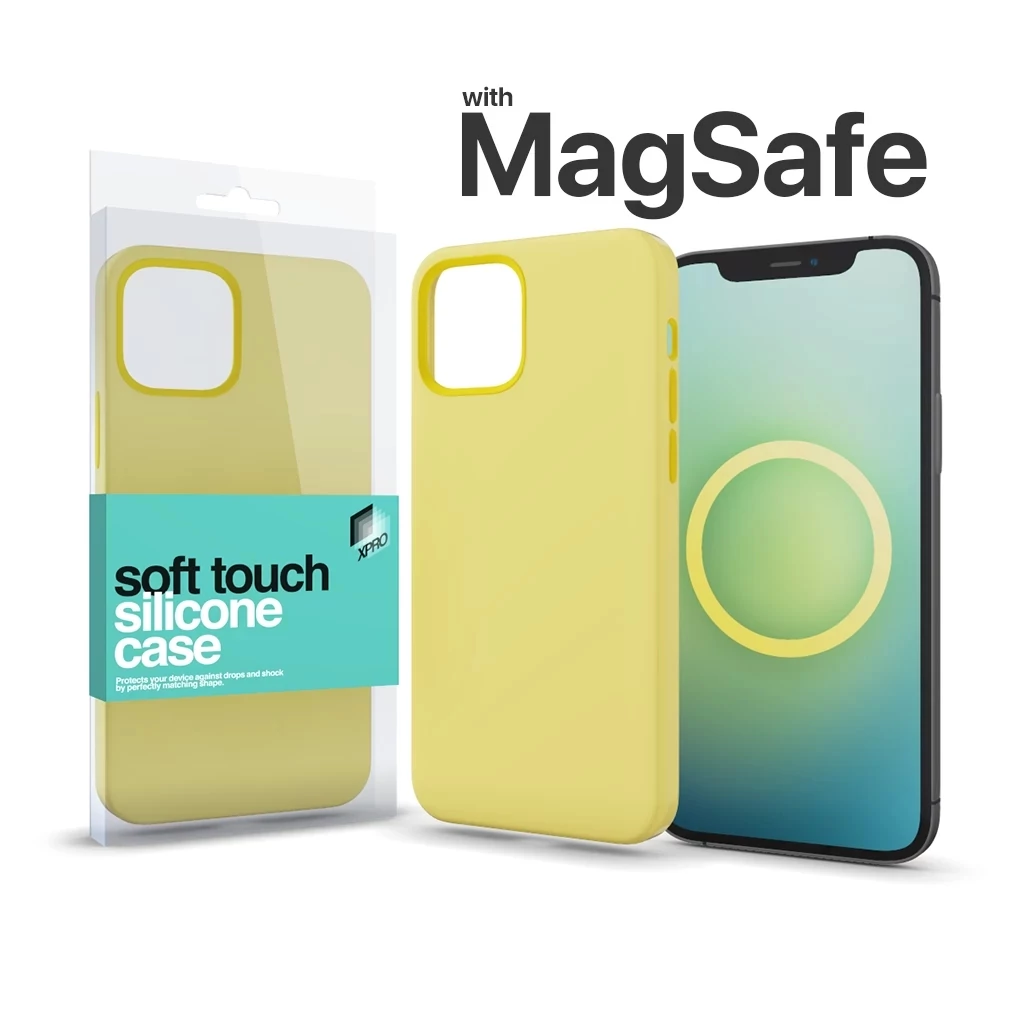 Xprotector XPRO™ MagSafe rögzítésű Soft Touch Szilikon tok Apple Iphone 16 Pro Max készülékhez - sárga