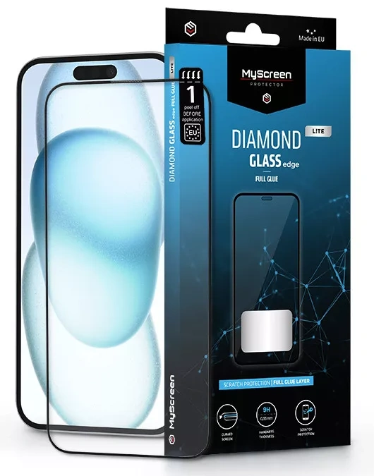 Apple iPhone 15 Plus/15 Pro Max edzett üveg képernyővédő fólia - MyScreen Protector Diamond Glass Lite Edge2.5D Full Glue - black