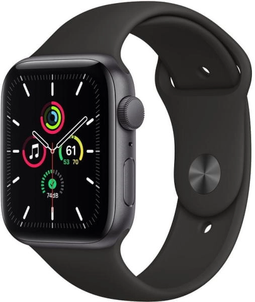 Apple Watch SE GPS 44 mm asztroszürke alumíniumtok, fekete sportszíj