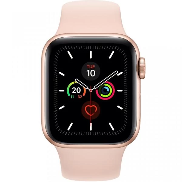 Apple Watch Series 5 GPS 44 mm aranyszínű alumíniumtok, rózsaszín sportszíj