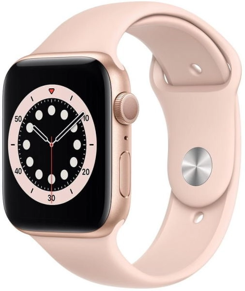Apple Watch Series 6 GPS 44 mm aranyszínű alumíniumtok, rózsaszín sportszíj