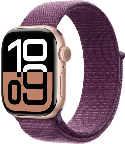 Apple Watch Series 10 GPS 46mm rozéarany alumínium tok - lila sportpánt (S/M)