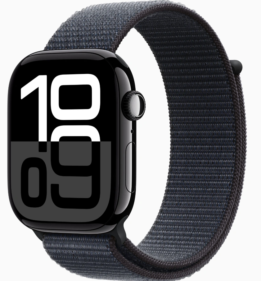 Apple Watch Series 10 GPS 46mm (MWWR3) - fekete alumíniumtok, tintaszínű sportpánt S/M