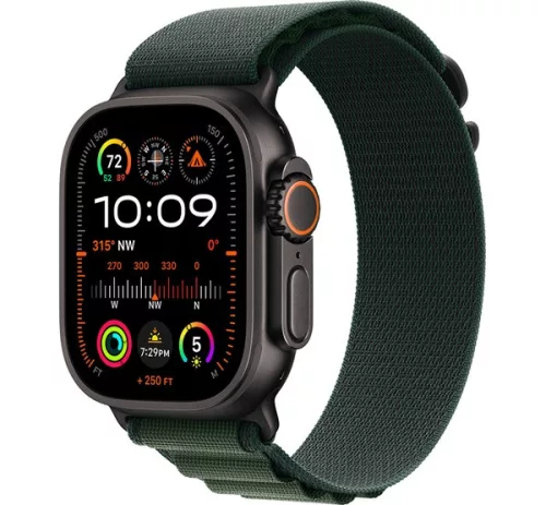 Apple Watch Ultra 2 49mm fekete titán tok - zöld alpesi pánt (M)