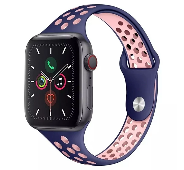 Phoner Apple Watch lyukacsos vékony sport szíj 38/40/41mm, kék/rózsaszín