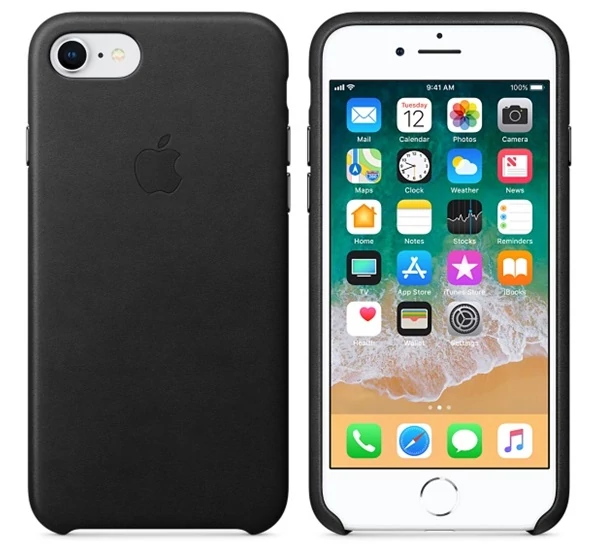 Apple iPhone 8/7 gyári bőr tok, fekete, MQH92ZM/A