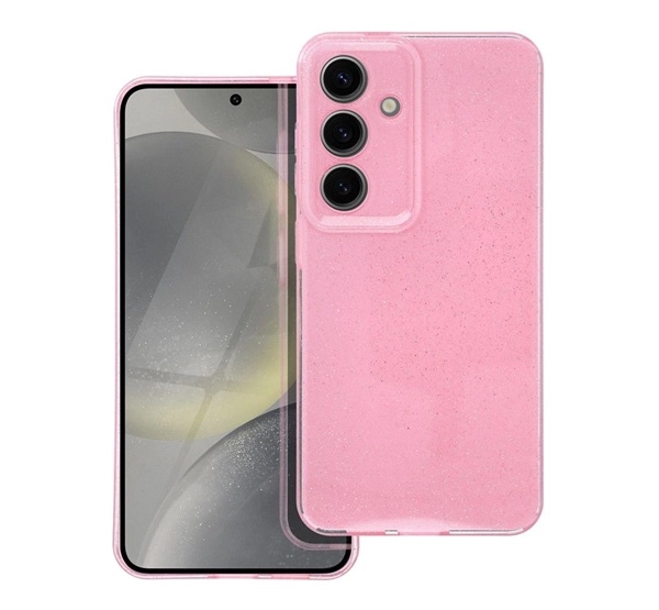 Clear 2mm Samsung Galaxy S24 csillámos tok, rózsaszín