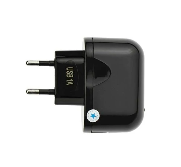 Hálózati töltő konverter, USB kimenetre, 5V/1A, fekete