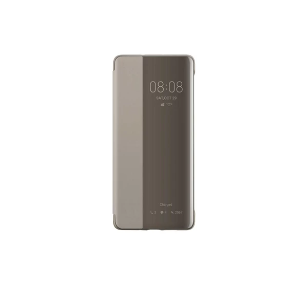 Huawei P30 Pro Smart View Cover, gyári flip tok, barna