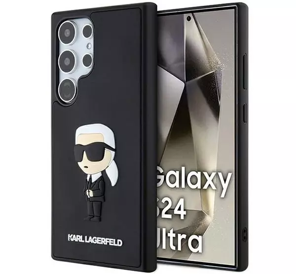 Karl Lagerfeld 3D Rubber Ikonik Samsung Galaxy S24 Ultra tok, fekete 
