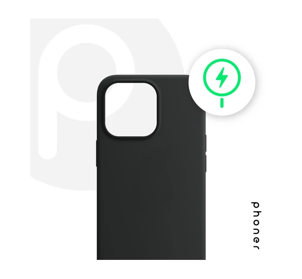 Phoner Apple iPhone 14 Plus Magsafe szilikon tok, fekete