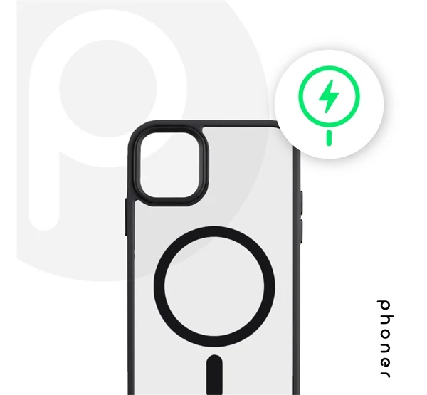 Phoner Apple iPhone 14 Pro Hybrid Mag MagSafe kemény hátlap tok, fekete