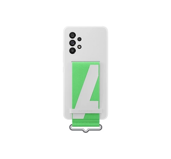 Samsung Galaxy A53 5G Silicone Cover with Strap, gyári szilikon tok szíjjal, fehér, EF-GA536TW