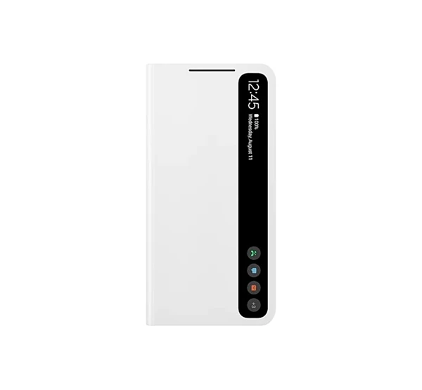 Samsung Galaxy S21 FE Clear View Cover, gyári flip tok, fehér, EF-ZG990CW