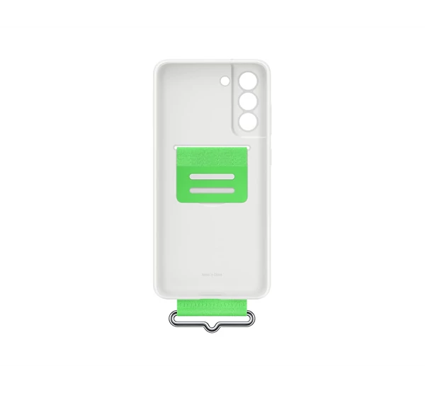 Samsung Galaxy S21 FE Silicone Cover with Strap, gyári szilikon tok szíjjal, fehér, EF-GG990TW