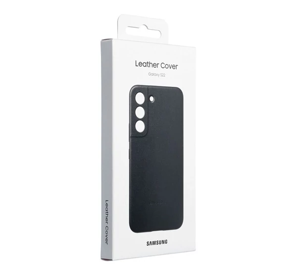 Samsung Galaxy S22 Leather Cover, gyári bőr tok, fekete, EF-VS901LB