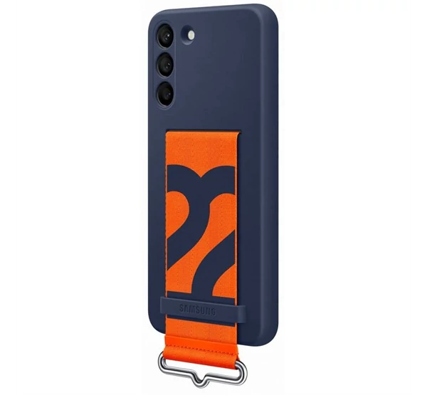Samsung Galaxy S22+ Silicone Cover with Strap, gyári szilikon tok szíjjal, sötétkék, EF-GS906TN